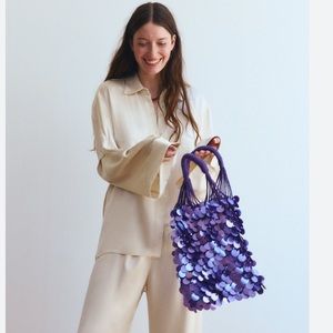 Zara purple sequin tote NWT